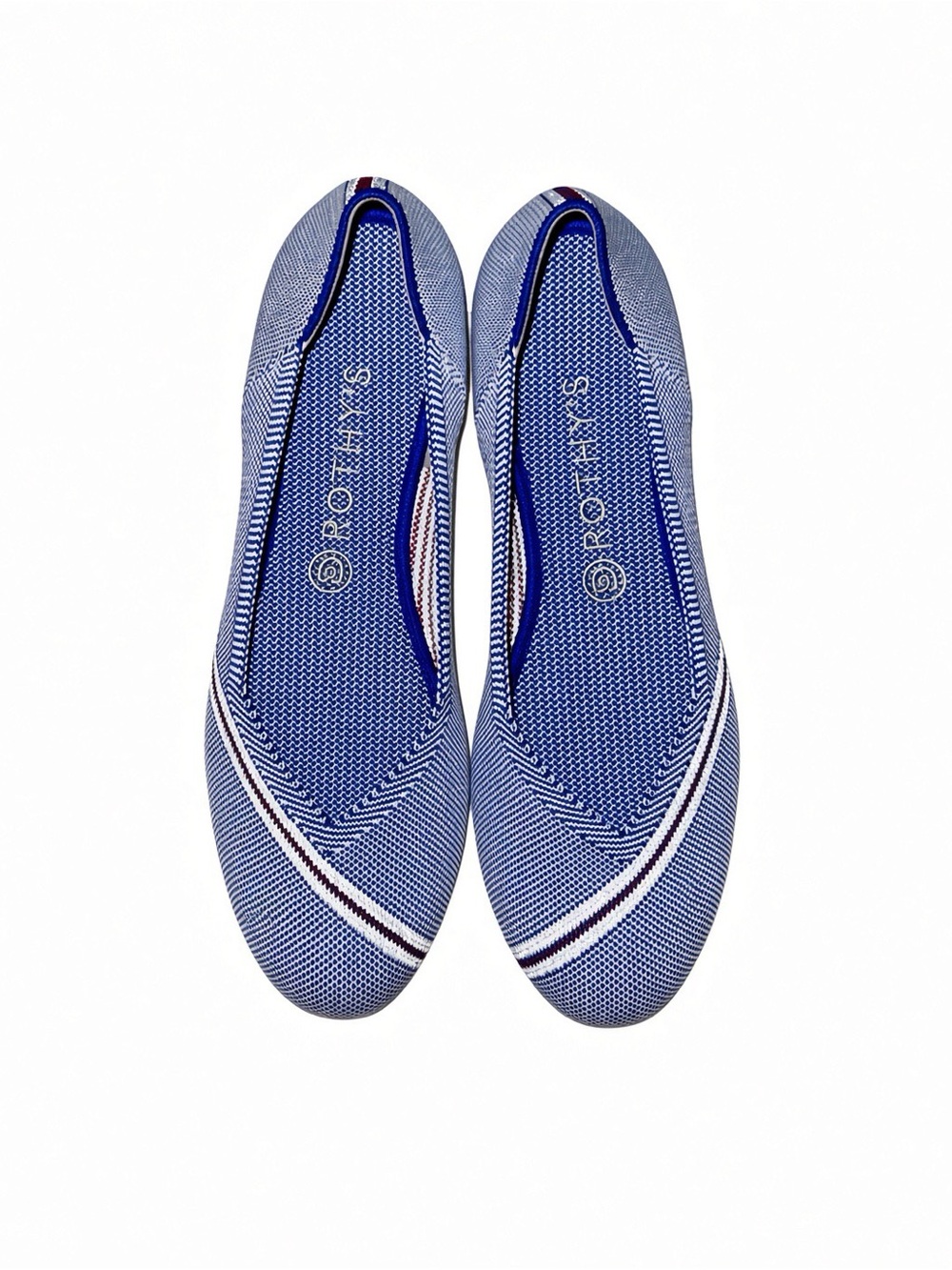 Rothy's Blue Knit Stripe Ballet Flats